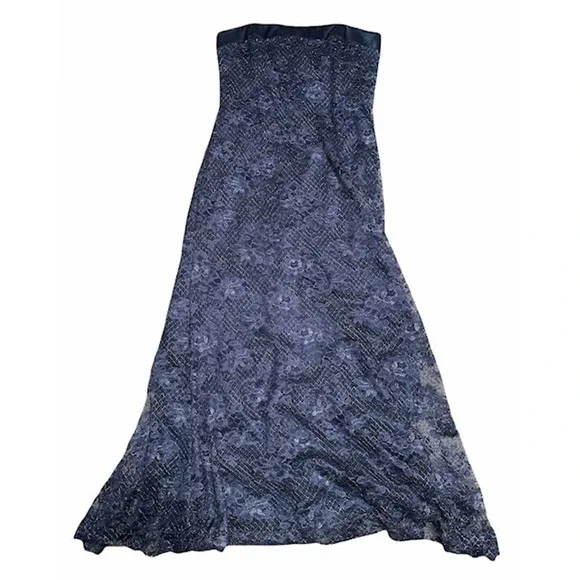 Badgley Mischka | Dresses | Badgley Mischka Strapless Lace Gown | Poshmark